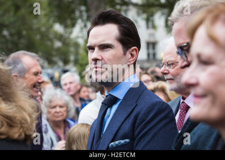 London, UK. 27 September 2016. Jimmy Carr. Friends, family, colleagues and celebrities depart after the Terry Wogan Thanksgiving Service at Westminster Abbey. Credit:  Bettina Strenske/Alamy Live News Stock Photo