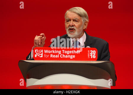 Paul Flynn Shadow Secretay of State for Wales gives his speech at the Labour Party Conference in Liverpool, UK 27 September 2016 Stock Photo