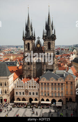 The church of Our Lady before the Tyn as seen from the Vez Tower Stock Photo