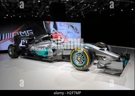 Racing Mercedes AMG Petronas F1 W05, Moscow International Automobile Salon 2014 Stock Photo
