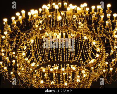 a beautiful chandelier on dark background Stock Photo