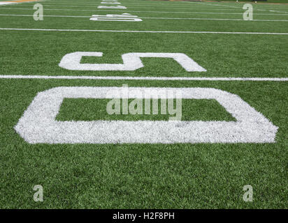 Numbers on a football field. Stock Photo