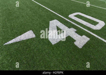 Numbers on a football field. 40. Stock Photo