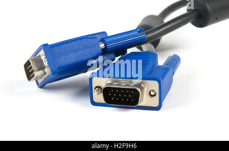 vga cables over white surface Stock Photo