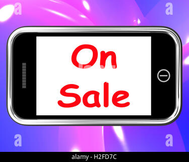 On Sale Phone Shows Promotional Savings Or Discounts Stock Photo