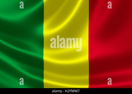 Close-up of the flag of Mali on satin texture. Stock Photo