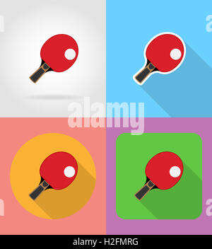 racket and ball for table tennis ping pong flat icons illustration isolated on background Stock Photo