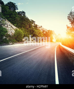 Perfect asphalt mountain road in overcast rainy day in Dolomites Stock ...
