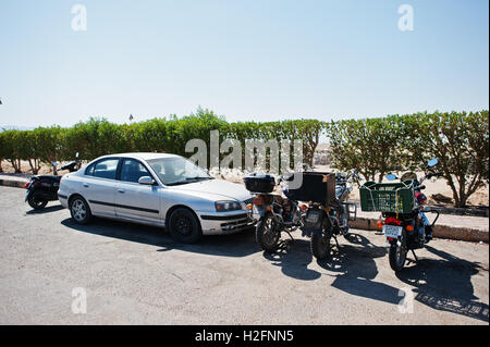 Hurghada, Egypt -20 August 2016: Car and motorcycles with Egypt license plate Stock Photo