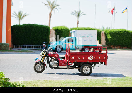 Hurghada, Egypt -20 August 2016: Dayun Dy 200ZH Cargo Tricycle motorbike Stock Photo