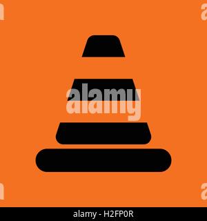 Icon of Traffic cone. Orange background with black. Vector illustration. Stock Vector