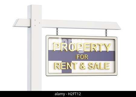 Property for sale and rent in Finland concept. Real Estate Sign, 3D rendering isolated on white background Stock Photo