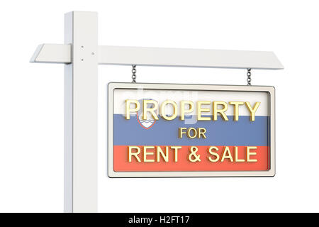 Property for sale and rent in Slovenia concept. Real Estate Sign, 3D rendering isolated on white background Stock Photo