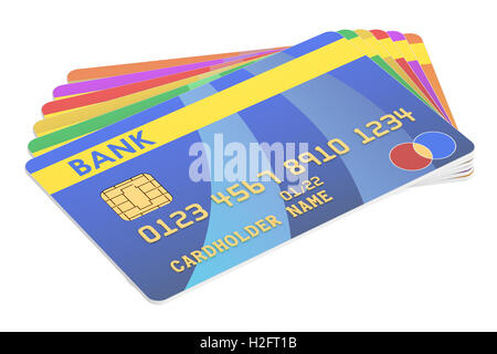 Set of Credit Cards, 3D rendering isolated on white background Stock Photo