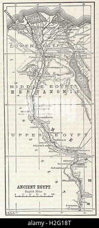 MAP OF ANCIENT EGYPT - from 'Cassell's Illustrated Universal History' - 1882 Stock Photo