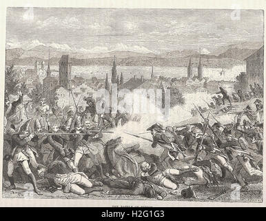 THE BATTLE OF ZURICH - from 'Cassell's Illustrated Universal History' - 1882 Stock Photo