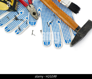 Pile of working tools over isolated white background Stock Photo - Alamy