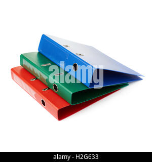 Pile of Office folders isolated over the white background Stock Photo
