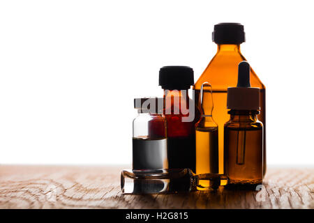 medicament in a glass vial on white background Stock Photo