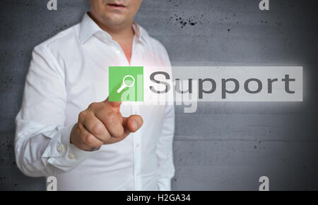 Support browser is operated by man concept. Stock Photo