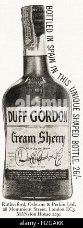 Original old vintage 1960s magazine advert dated 1964. Advertisement advertising Duff Gordon Cream Sherry bottled in Spain Stock Photo