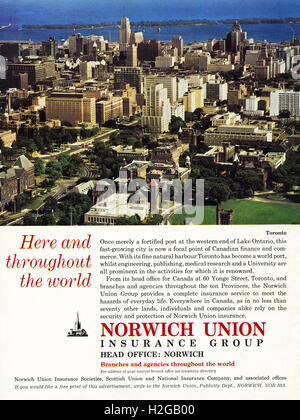 Original old vintage 1960s magazine advert dated 1964. Advertisement advertising Norwich Union Insurance Group