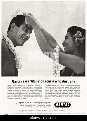 Original old vintage 1960s magazine advert dated 1964. Advertisement advertising Qantas Australian airline