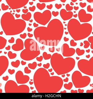 Vector seamless pattern with nice hearts on different background. Stock Vector