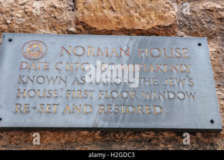 Notice on the Norman House, Steep Hill, Lincoln. Stock Photo
