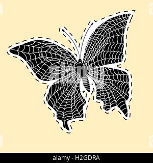 Dark butterfly web label sticker Stock Vector
