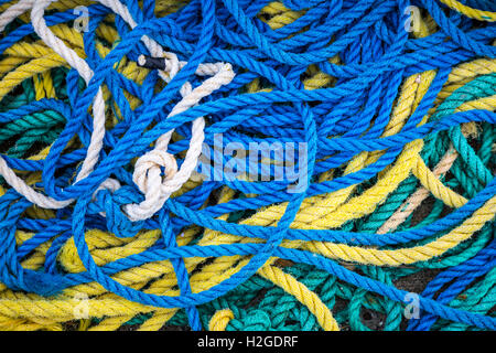Closeup of fishing gear and rope at King's Cove, Newfoundland and Labrador, Canada. Stock Photo