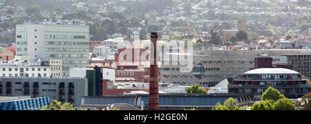 The panoramic view of Hobart downtown (Tasmania). Stock Photo