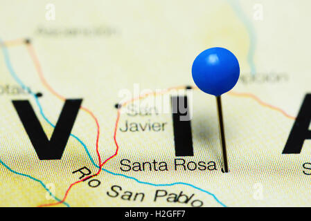 Santa Rosa pinned on a map of Bolivia Stock Photo