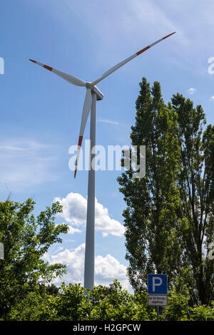 A wind power electrical generator in Poland. Stock Photo