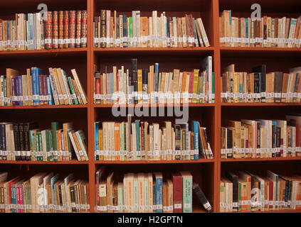 books on library shelves Stock Photo