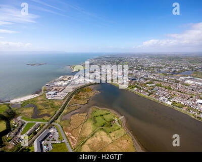 View of town and harbour, docks, Lough Atalia Road, Galway, County Clare, Ireland Stock Photo