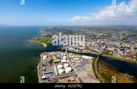 View of town and harbour, docks, Galway, County Clare, Ireland Stock Photo