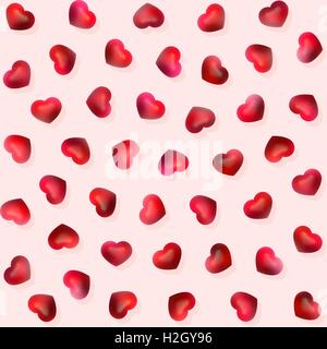 Vector Seamless Pink Shaded Hearts Lovely Pattern Stock Vector