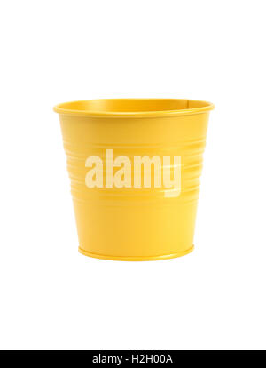 New yellow empty flower pot isolated on white background with clipping path Stock Photo