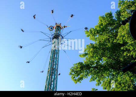'The Star Flyer' carousel, Tivoli Gardens, Copenhagen, Denmark. The  80 metre high carousel is one of the tallest in Europe. Stock Photo