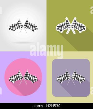 checkered flags for car racing flat icons vector illustration isolated on background Stock Vector