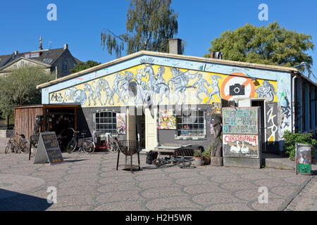 The Painter's Workshop, Malerværkstedet , at the end of Pusher Street in freetown Christiania, Copenhagen. Legendary creatures Stock Photo