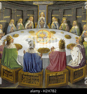 Round Table experiences a vision of the Holy Grail. Stock Photo