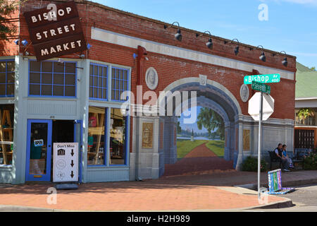 A street mural in the trendy Bishop Arts District of the Oak Cliff neighborhood in Dallas Texas. Stock Photo