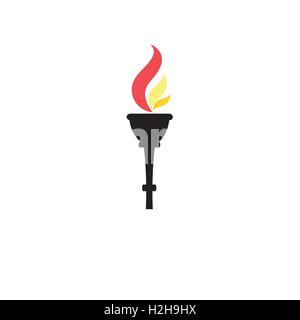 Vector torch icon. Hot flame, power flaming, heat and liberty, victory success, glow triumph illustration Stock Vector