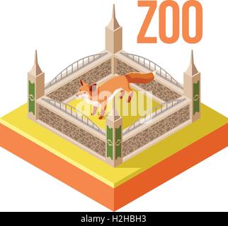 Zoo Fox isometric icon Stock Vector
