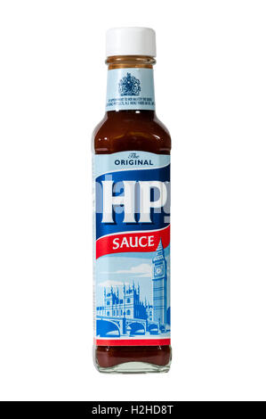 A glass bottle of HP Sauce. Stock Photo