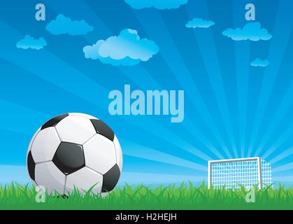 ball on a football pitch Stock Vector