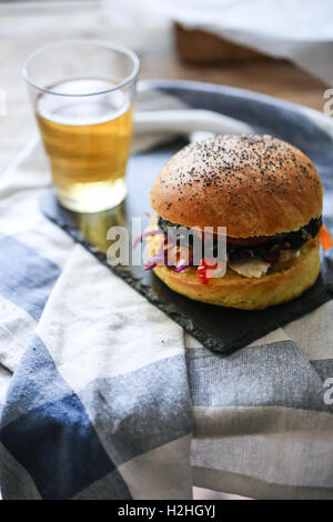 Veggie portobello mushroom burger Stock Photo