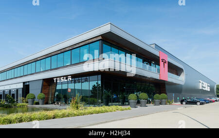 TILGURG, NETHERLANDS - SEPTEMBER 25, 2016: Tesla Motors Assembly Plant in Tilburg, Netherlands. Stock Photo